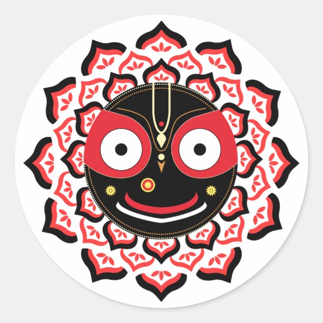 Pegatina Redonda Lord Jagannath Face Chakra Hindu Deity (Anverso)