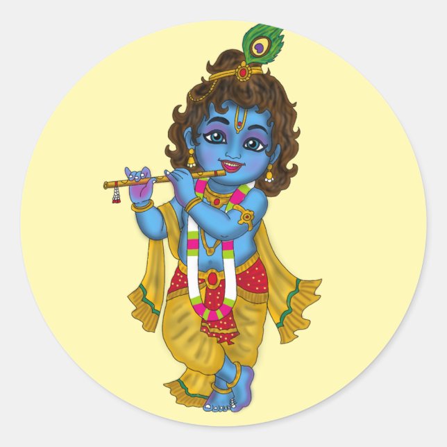 Pegatina Redonda Lord Krishna Stickers (Anverso)