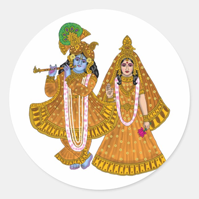 Pegatina Redonda Lord Krishna Stickers (Anverso)
