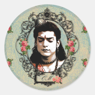 Pegatina Redonda Lord Rama Indian Bollywood Yoga Meditación Dios