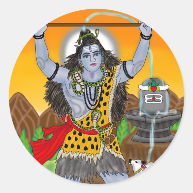 Pegatina Redonda Lord Shiva Sticker (Anverso)