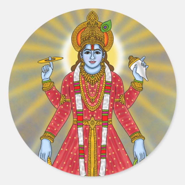 Pegatina Redonda Lord Vishnu Sticker (Anverso)
