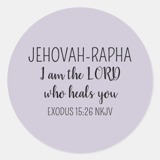 Pegatina Redonda Lord Who Heals Light Purple Simple Christian (Anverso)
