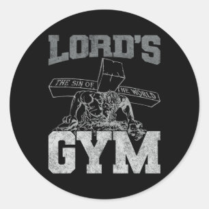 Pegatina Redonda Lords Gym - El pecado del mundo Jesús 2