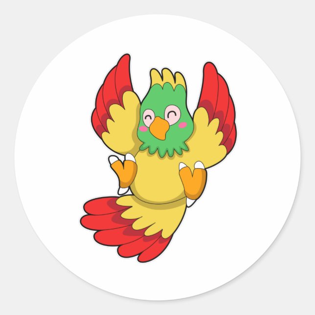 Pegatina Redonda Loro con cabeza verde (Anverso)