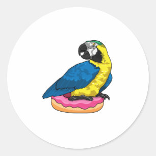 Pegatina Redonda Loro con donut