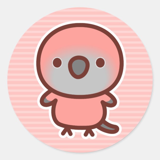 Pegatina Redonda Loro de Rosa Bourke (Anverso)