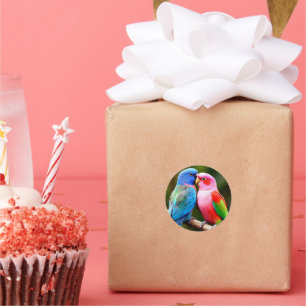 Pegatina Redonda Loros de Colores Posados Juntos