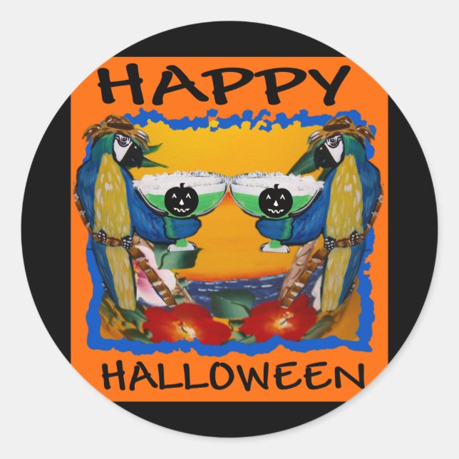 PEGATINA REDONDA LOROS DE HALLOWEEN (Anverso)