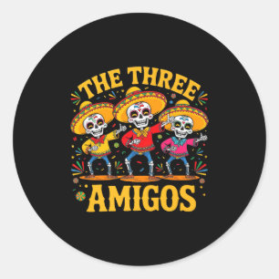 Pegatina Redonda Los 3 tres amigos tres amigos esqueleto cinco de