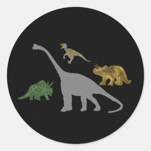 Pegatina Redonda Los 4 Dinos