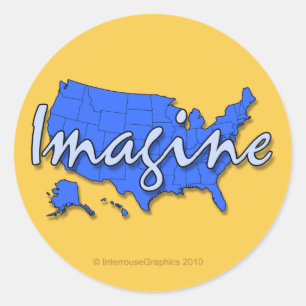 Pegatina Redonda Los 50 Estados Pegatinas Azules