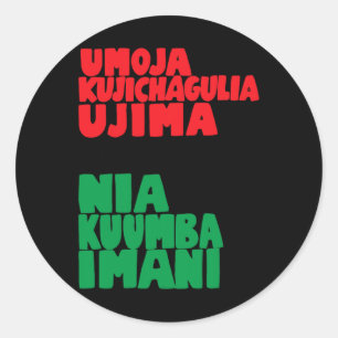 Pegatina Redonda Los 7 Principios De Nguzo Saba Kwanzaa Ame African