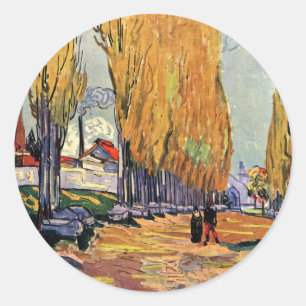 Pegatina Redonda Los Alyscamps (Cementerio) por Vincent van Gogh