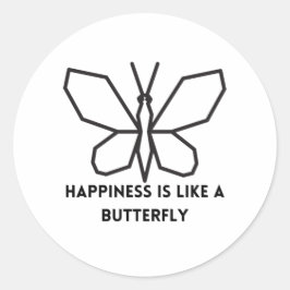 Pegatina Redonda Los amantes de las mariposas: La felicidad es como
