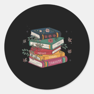 Pegatina Redonda Los amantes de los libros disfrutan de una tragedi