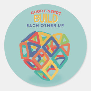 Pegatina Redonda Los Amigos Se Construyen Unos A Otros En Clas De C