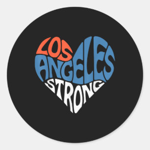 Pegatina Redonda Los Angeles Strong Heart Pray For La Support Calif