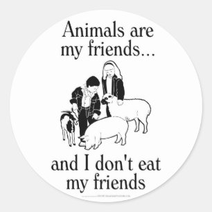 Pegatina Redonda Los animales son mis amigos... y no como a mis ami