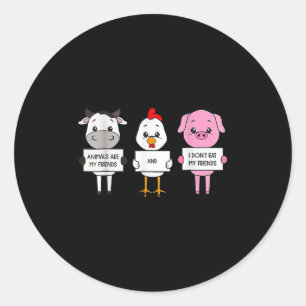 Pegatina Redonda Los animales son mis amigos y no como a mis amigos