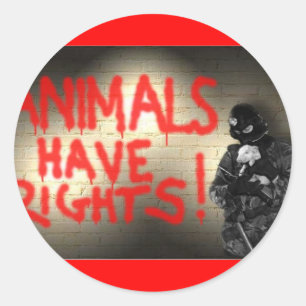 Pegatina Redonda ¡Los animales tienen derechos!
