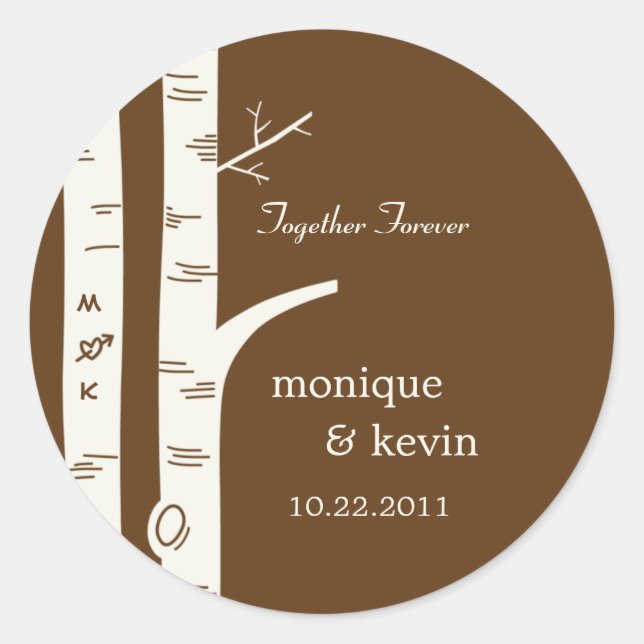 Pegatina Redonda Los árboles birch favorecen a los Pegatinas o Sell (Anverso)