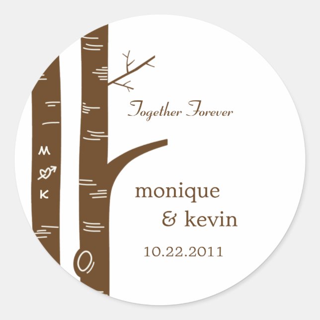 Pegatina Redonda Los árboles birch favorecen a los Pegatinas o Sell (Anverso)