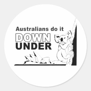 Pegatina Redonda los australianos lo hacen bajo