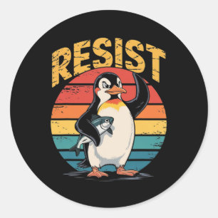 Pegatina Redonda Los avispones de pingüino resisten a los graciosos