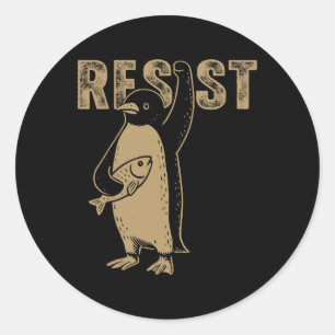 Pegatina Redonda Los avispones de pingüino resisten a los graciosos
