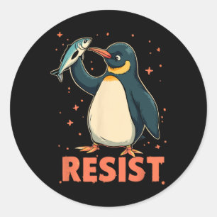 Pegatina Redonda Los avispones de pingüino resisten a los graciosos