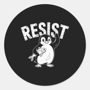Pegatina Redonda Los avispones de pingüino resisten a los graciosos