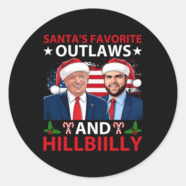 Pegatina Redonda Los bandidos favoritos de Santa Claus y Hillbiilly (Anverso)