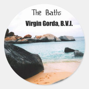 Pegatina Redonda Los Baños, Virgin Gorda B.V.I.
