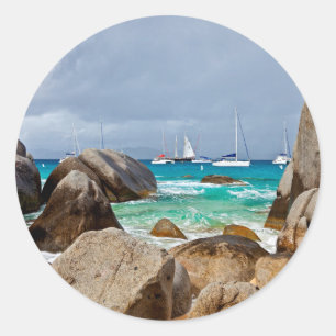 Pegatina Redonda Los Baños, Virgin Gorda, Islas Vírgenes Británicas
