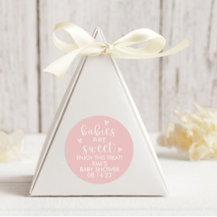 Pegatina Redonda Los bebés minimalistas son dulces Baby Shower rosa