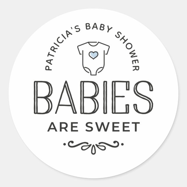 Pegatina Redonda Los bebés son dulces Baby Shower Pastel Blue Boy (Anverso)