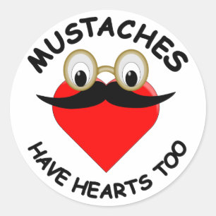Pegatina Redonda Los bigotes también tienen corazón