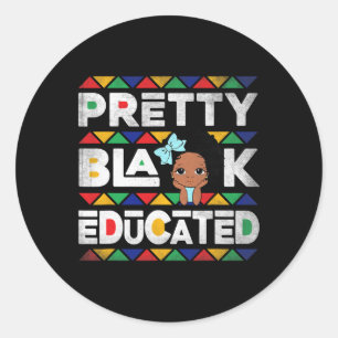 Pegatina Redonda Los bonitos Afro-Chicas Africanos Educados Y Negro