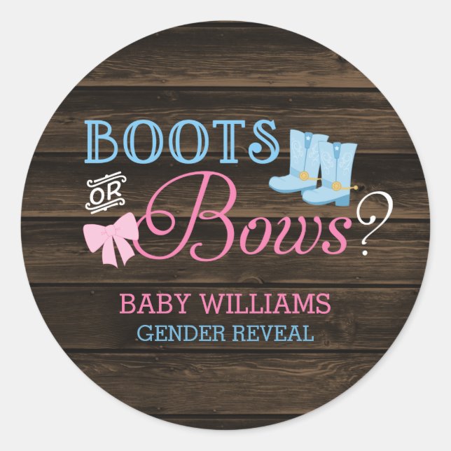Pegatina Redonda Los boots o golpes rusos revelan Baby Shower (Anverso)