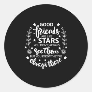 Pegatina Redonda Los buenos amigos son como las estrellas