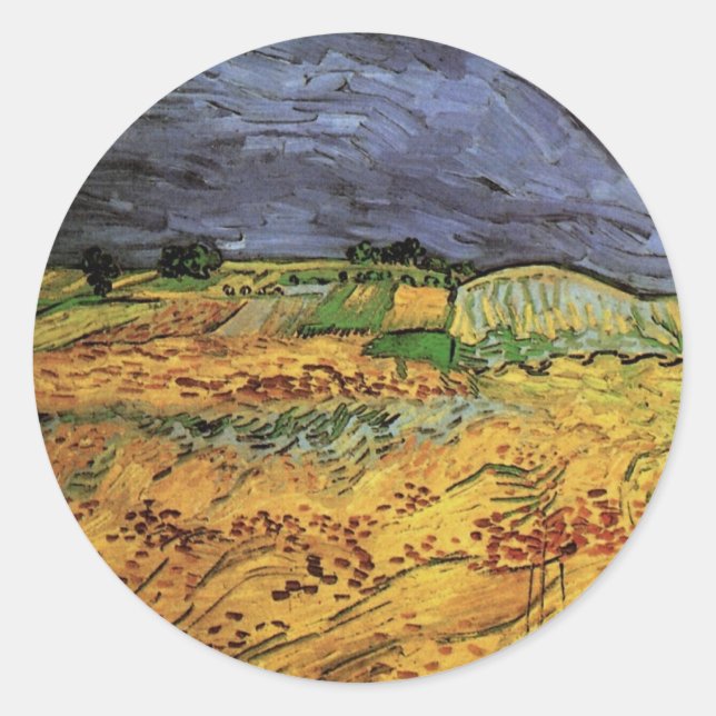 Pegatina Redonda Los campos de Vincent van Gogh (Anverso)