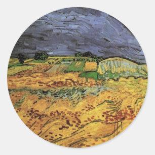 Pegatina Redonda Los Campos por Vincent van Gogh
