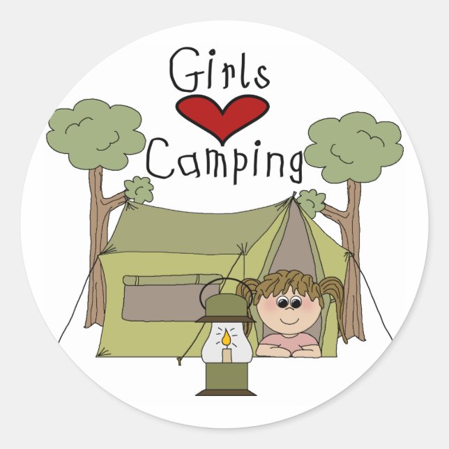 Pegatina Redonda Los chicas aman el camping (Anverso)