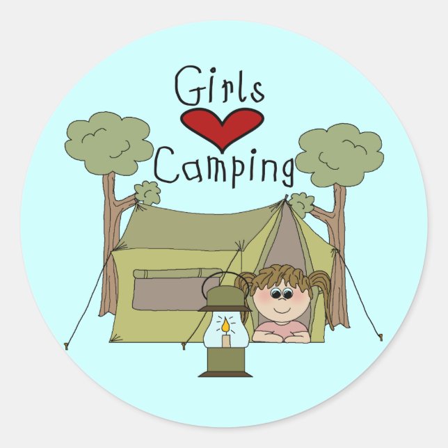 Pegatina Redonda Los chicas aman el camping (Anverso)