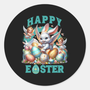 Pegatina Redonda Los Chicas de Easter Bysket, camiseta de un chico 