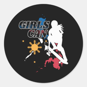 Pegatina Redonda Los Chicas de Skateboarding de Filipinas pueden