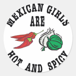 Pegatina Redonda Los Chicas mexicanos están calientes y picantes