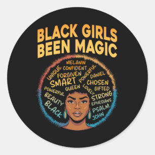 Pegatina Redonda Los Chicas negros han sido la magia de la historia