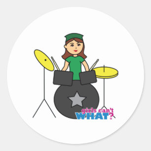 Pegatina Redonda ¿Los chicas no pueden QUÉ? Diseño personalizado Co